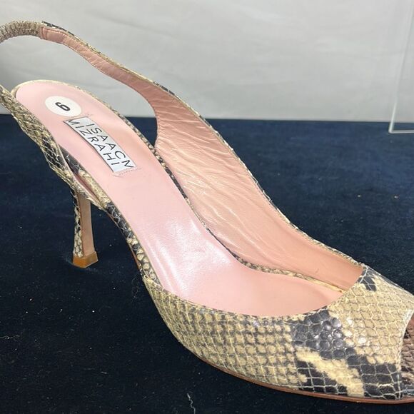 Isaac Mizrahi Snake Pattern Peep Toe Heels - Picture 8 of 12